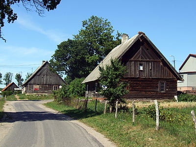 casa velha, casa de campo, chalé de madeira, casa de madeira, antiga casa de campo, Polônia, arquitetura de madeira
