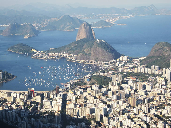 Rio, vue sur le corcovado, pain de sucre, Botafogo, superbe, point de repère, nature