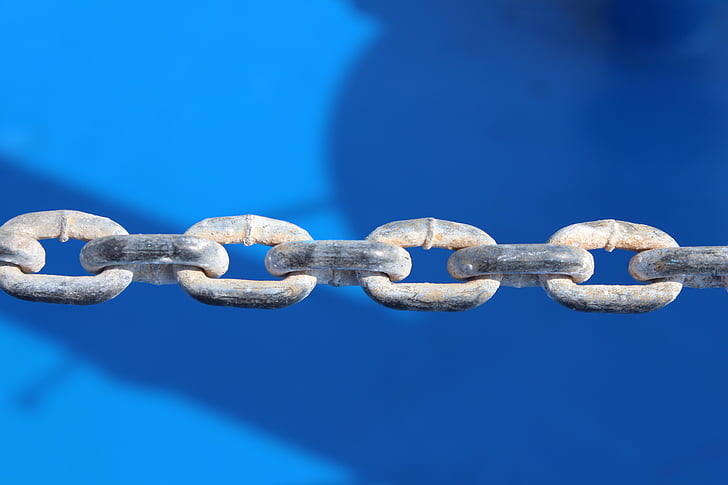 chains, blue, link, connection, steel, metal, strong