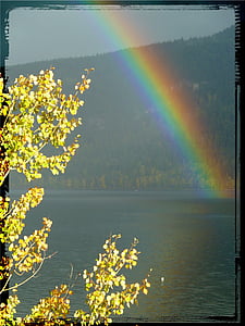 Rainbow, Burza z piorunami, Pogoda, deszcz, Ramka, krajobraz, dekoracje