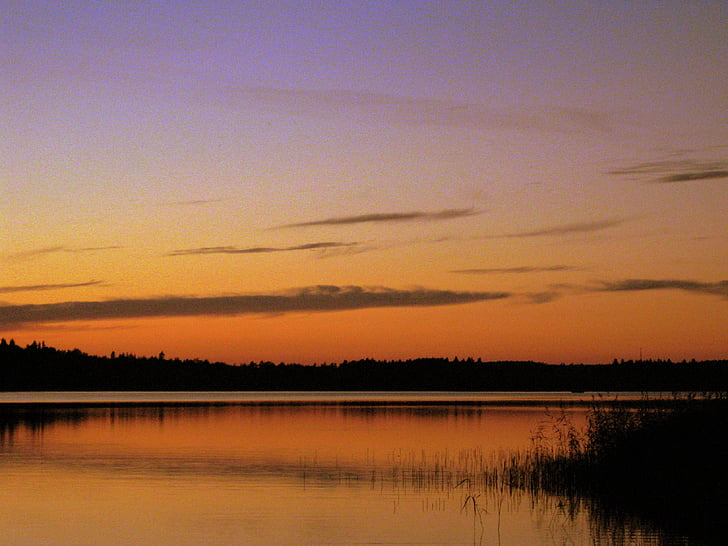 lake, sweden, evening, abendstimmung, afterglow, nature, loneliness