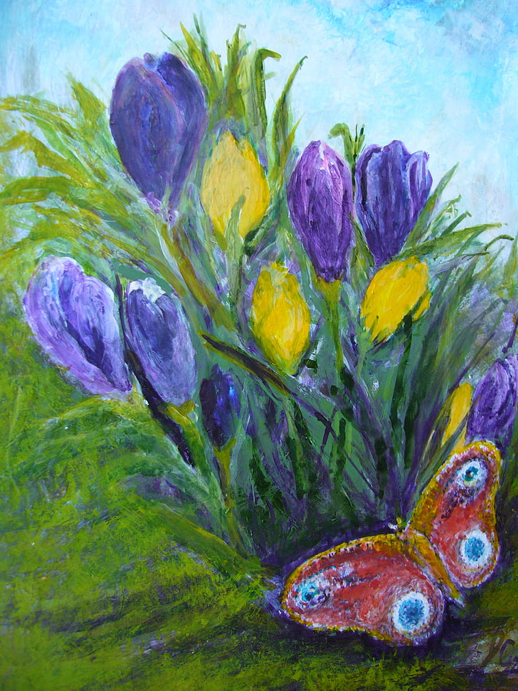 gada pavasarī pazīmes, sniegpulkstenīte, tauriņš, daudzkombināciju krāsainu, daba, puķe, zila