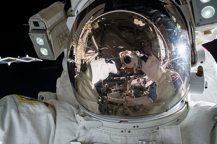 astronaute, casque, blanc, espace, sombre, gravité, Lune