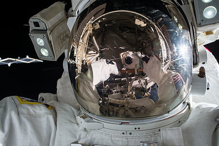 astronauta, casco, bianco, spazio, scuro, gravità, Luna