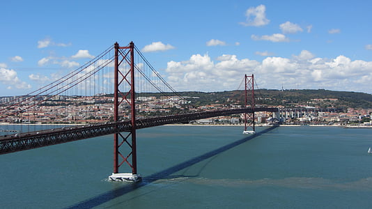 tiltas, Lisabonos, kabantis tiltas, Ponte 25 de abril, balandžio 25 d. tilto, Tejo, Almada