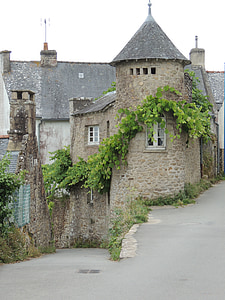 ház, Bretagne-i, Morbihan, Ile-aux-moines, kövek