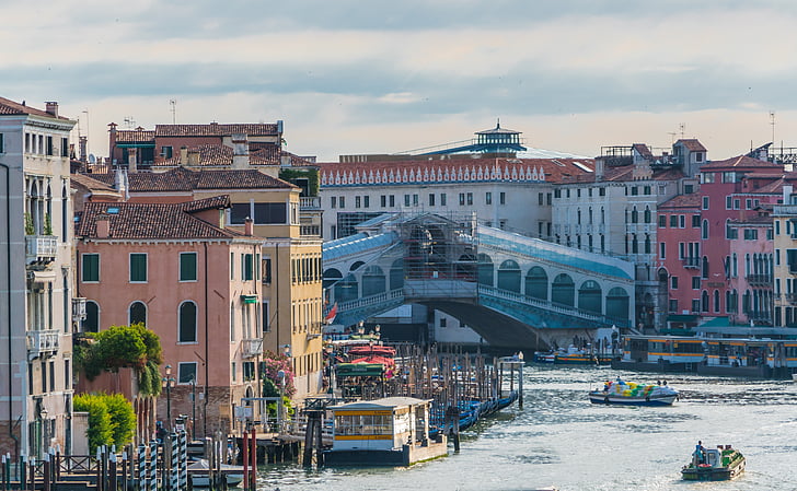 Venezia, Italia, Rialto-broen, konstruksjon, Canal Grande, Europa, reise