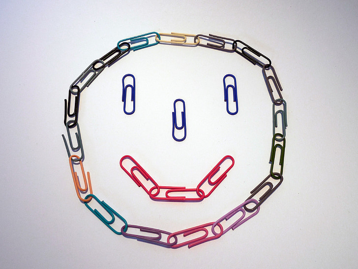 paperclip, office, smiley, smile, face, work, colorful
