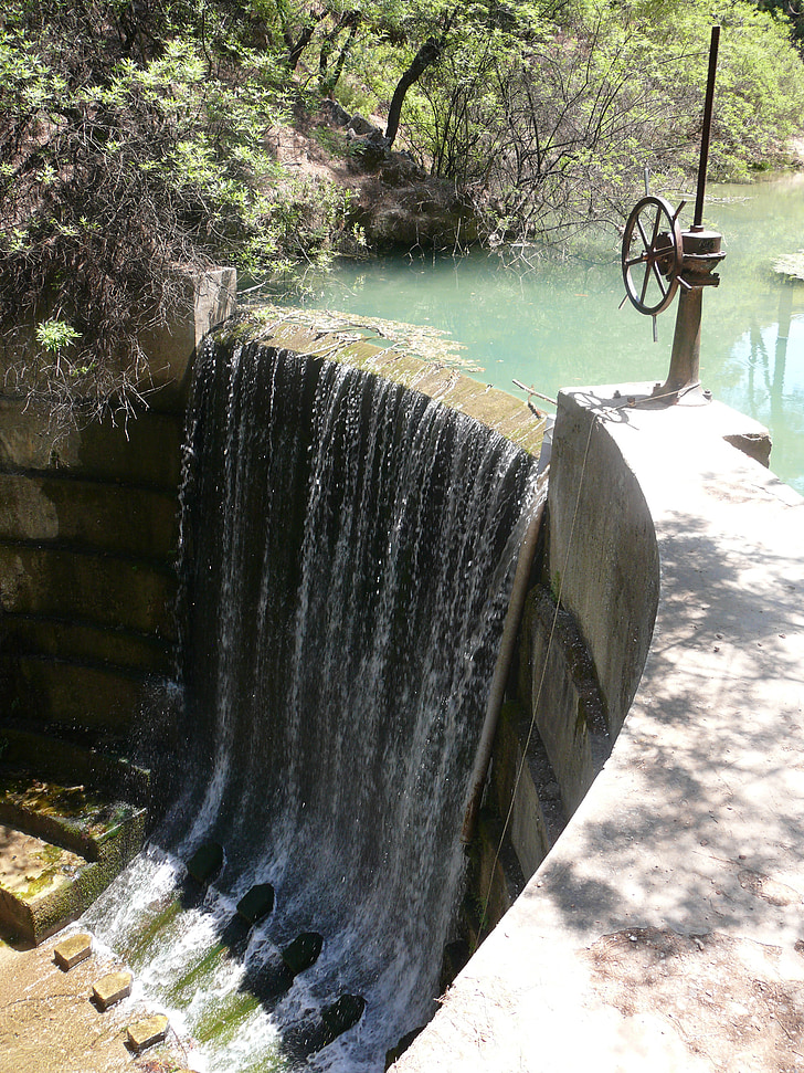 dammen, vattenfall, sju fjädrar, nepta piges, Rhodos stad, vatten, Grekland