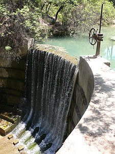 dam, waterfall, seven springs, nepta piges, rhodes, water, greece