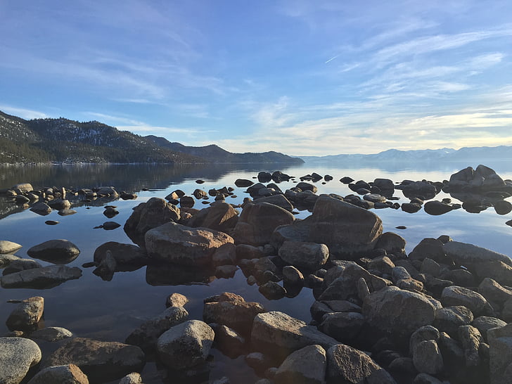 Llac, natura, riu, roques, pedres, Tahoe, l'aigua