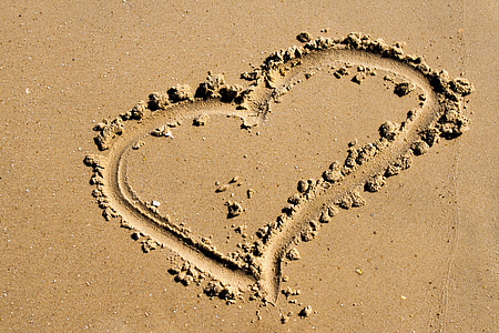 beach, love, heart, romantic, valentine, romance