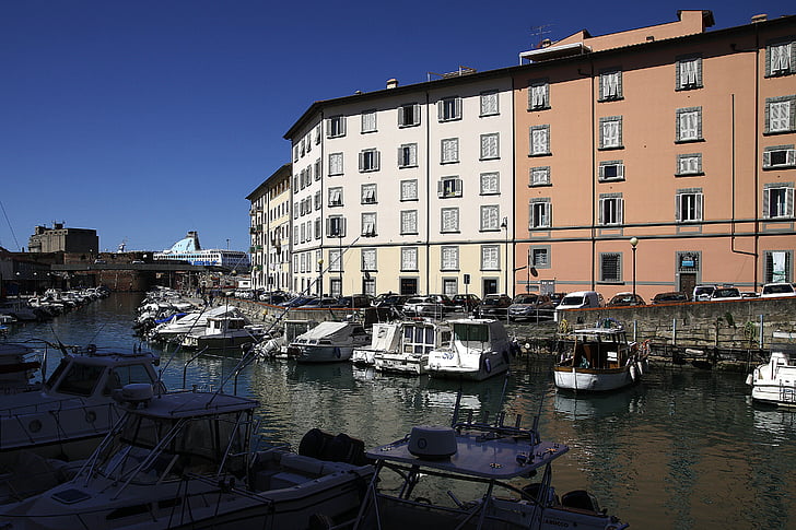 Leghorn, okrožje Benetke, kanalov, vode, čoln, gliser, Palazzo