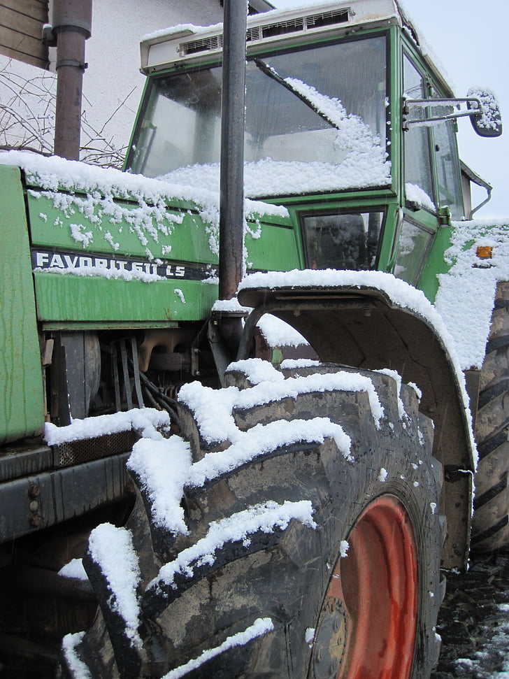 traktor, sne, Fendt, vinter