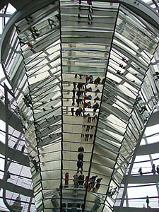 refleksje, Reichstag, Architektura, pomieszczeniu, okno, zbudowana konstrukcja