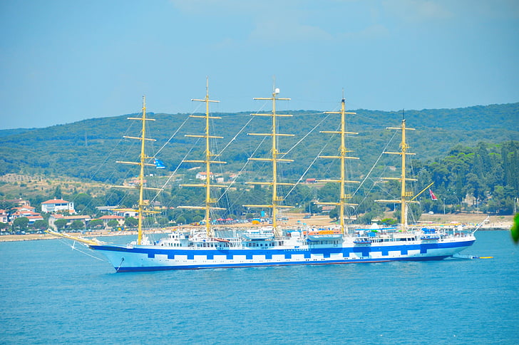 loď, Chorvátsko, more, vody, Port, Istria, modrá
