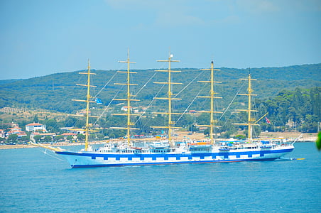 statek, Chorwacja, morze, wody, Port, Istria, niebieski
