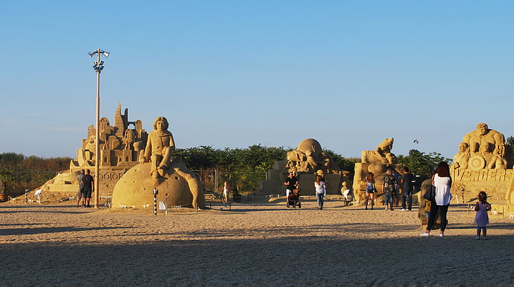 Burgas, Bulgarien, Sand, slott, Avengers, från sand, skulptur