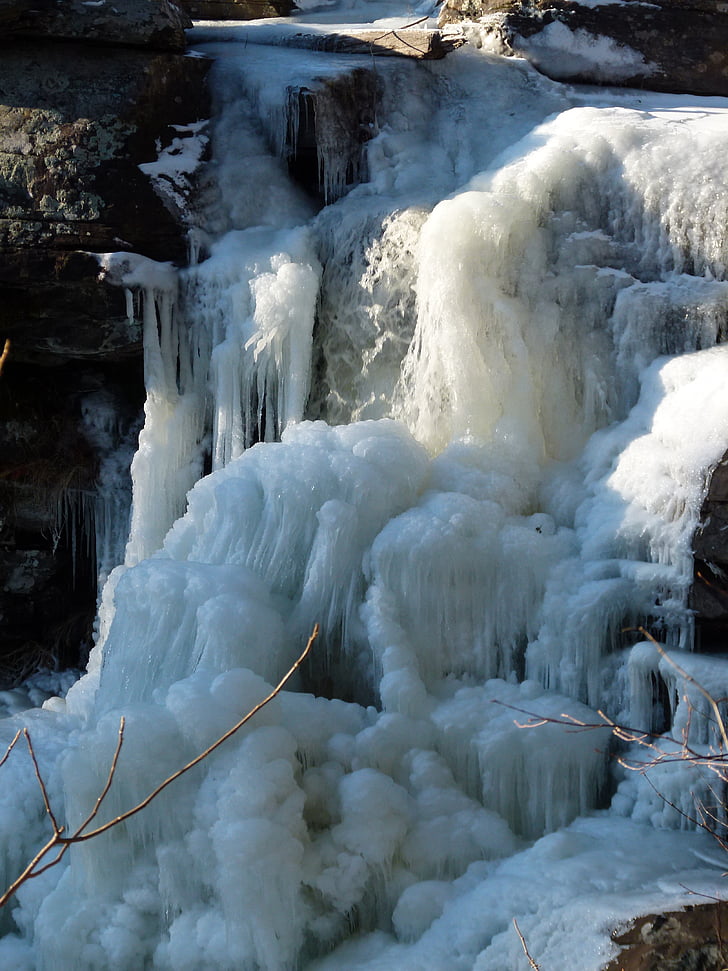 vesiputous, Ice, talvi, jäädytetty, jäädytetty vesiputous, jääpuikkoja