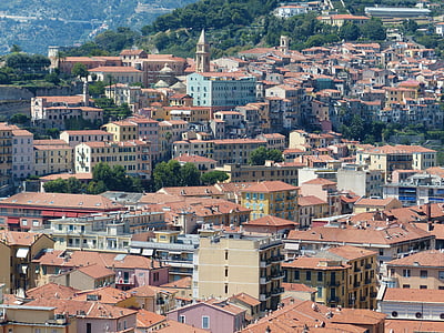 Ventimiglia, Vecrīgā, jumti, mājas, pilsēta, ziemeļu Itālija, imperia provincē