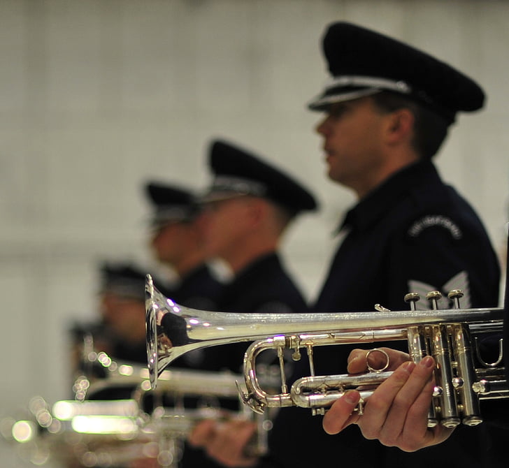 trumpets, musical, instruments, musicians, performance, brass, airmen
