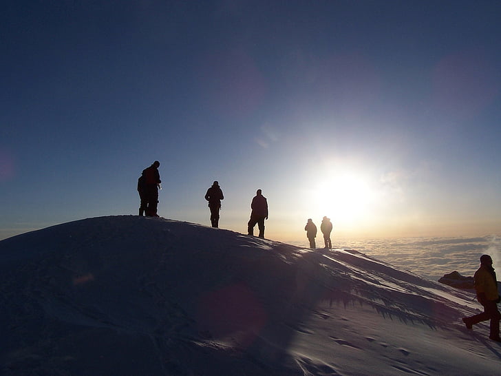 альпіністів, силуети, піку, пригоди, виклик, Мак-Кінлі, Аляска