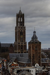 Utrecht, Dom tower, Pusat, Menara, Gereja, menara gereja, arsitektur