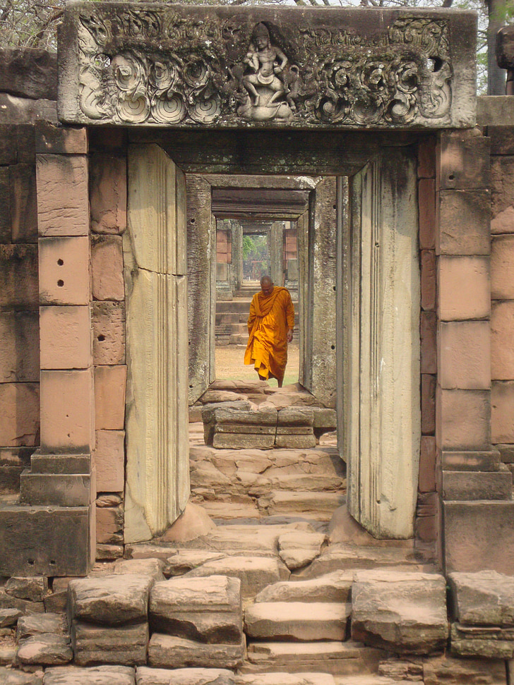 Thailand, Pi mai, oude, Tempel, historische, het platform, monnik