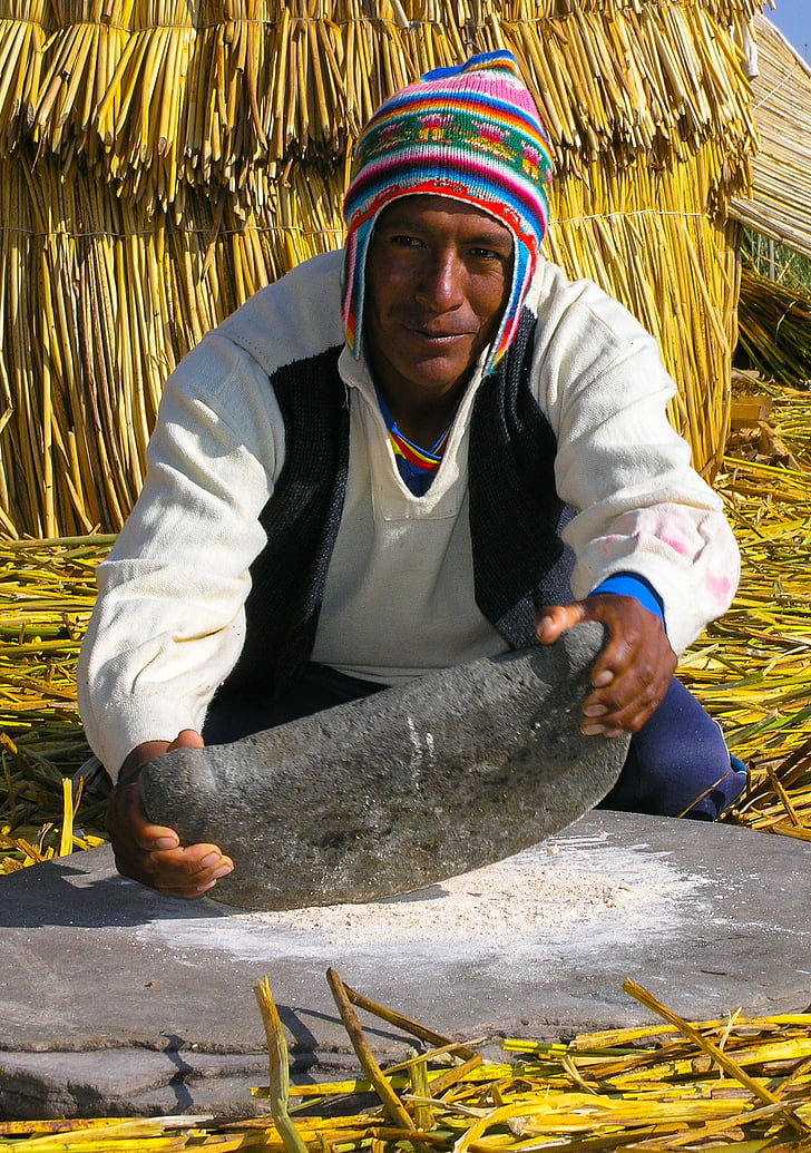 Peru, het Titicacameer, man, werken, arbeider, culturen, Azië