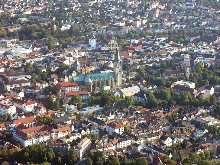 Paderborn, dom, flygplan, Downtown, Westfalen, norr rhine-westphalia, Tyskland