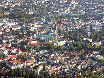 Paderborn, Dom, aeromobili, centro città, Westfalen, Nord Reno Westfalia, Germania
