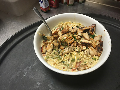 grilled chicken with pasta, chicken, pasta, food, meal, meat, dinner