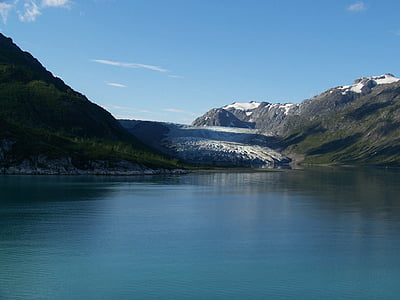 Alaska, fjord, zee, nog steeds, landschap