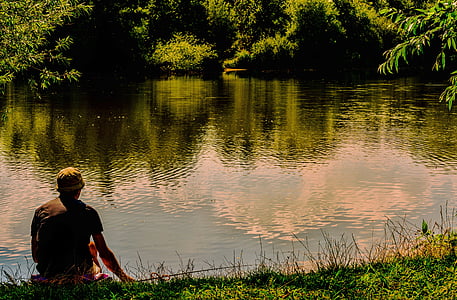 vyras, ežeras, žvejybos, Gamta, laisvalaikio, vasaros, gyvenimo būdas