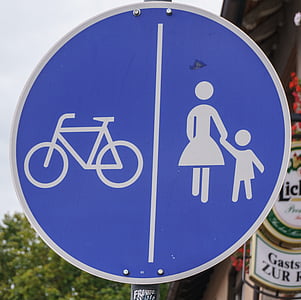 skjold, færdselsskilt, gadeskilt, verkehrszeichen fahrradweg, Bemærk, trafik, cykelsti