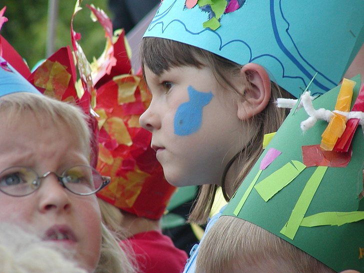 anak-anak, kostum, warna, Festival