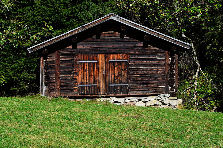 log cabin, wood, nature