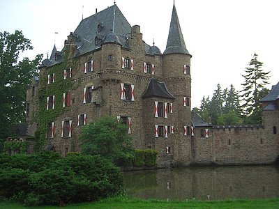 slott, satzvey, Wasserburg, medeltiden, Eifel, Tyskland, byggnad