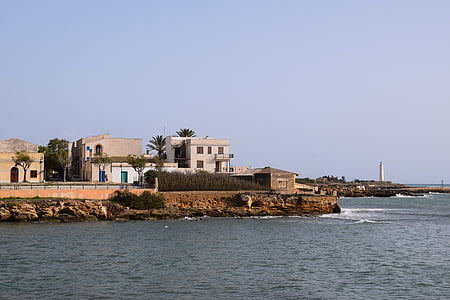 coast, coastal village, lighthouse, italy, mediterranean, sicily, sea
