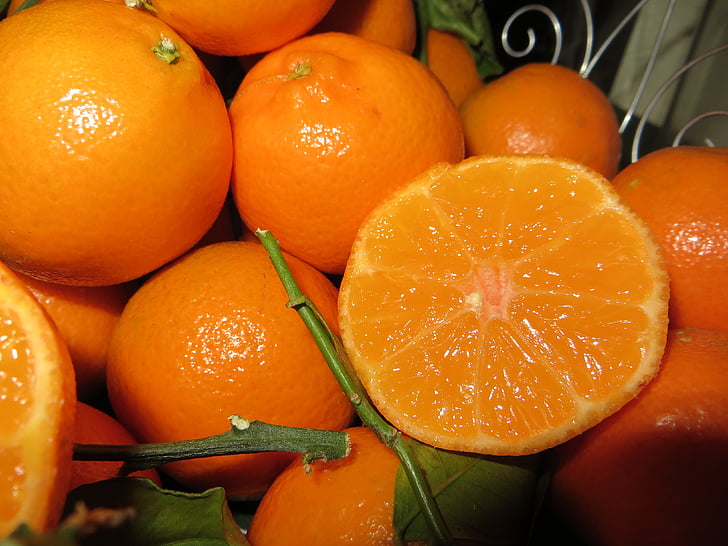 clementines, mandarijnen, Citrus, Oranje, groen, fruit