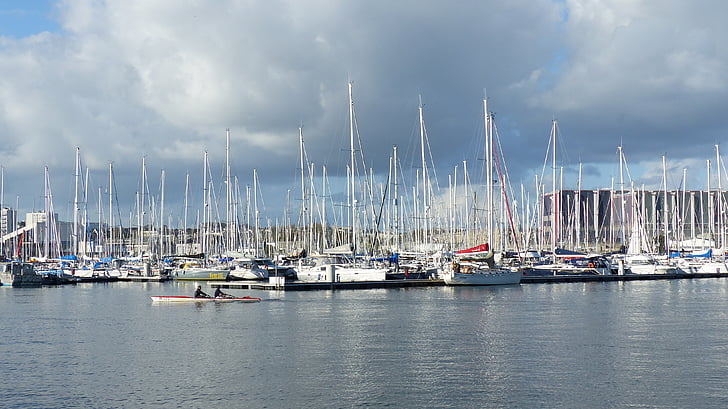 ветроходни яхти, segelboothafen, платно, лодки в пристанището, Ветроходи, моряк, платно мачти