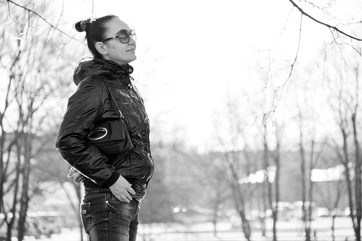 Kız, kadın, yürüyüş, Park, Sonbahar, Fotoğraf