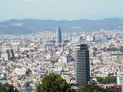 arkitektur, byggnader, staden, Barcelona, Visa, Panorama över staden, stadens centrum