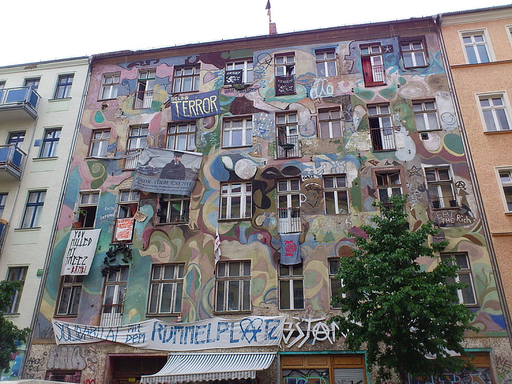 Berlim, Kreuzberg, Friedrichshain, grafite, Kiez, punk, problema