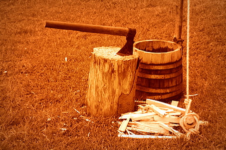 Viking, hacha de, madera, b, casos, Carpinterías de madera, edad media