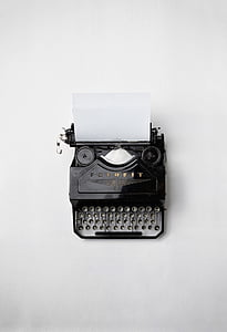 preto, máquina de escrever, Branco, impressora, papel, vintage, à moda antiga