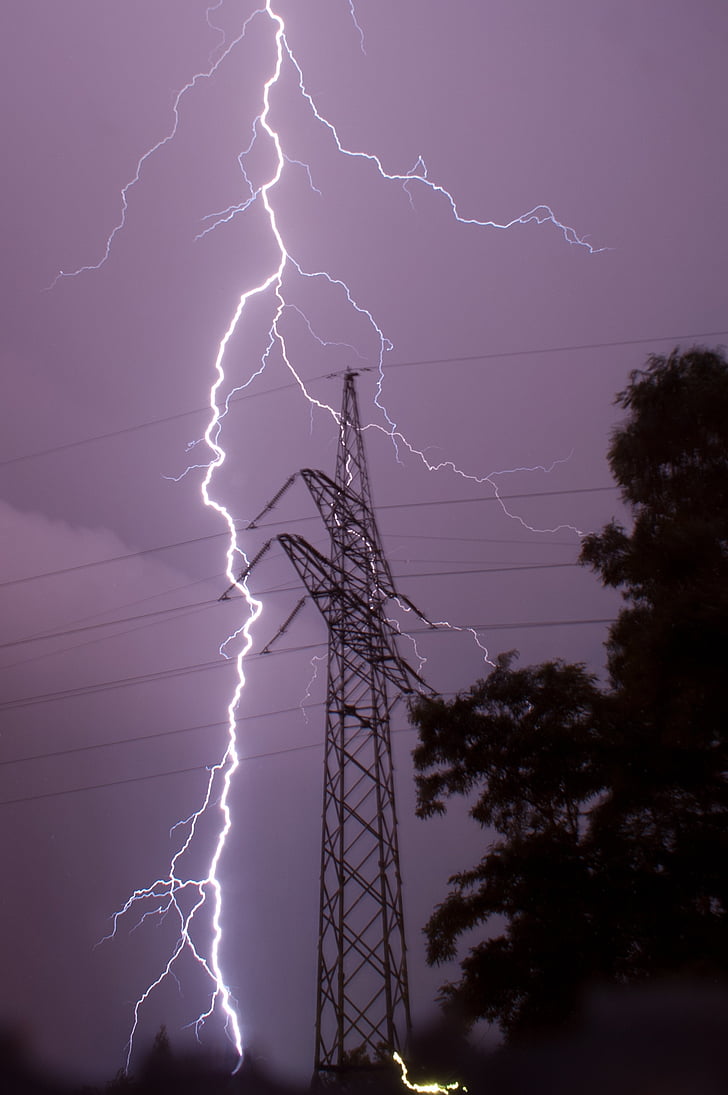 storm, lightning, power pole, lightning safety, ground lightning
