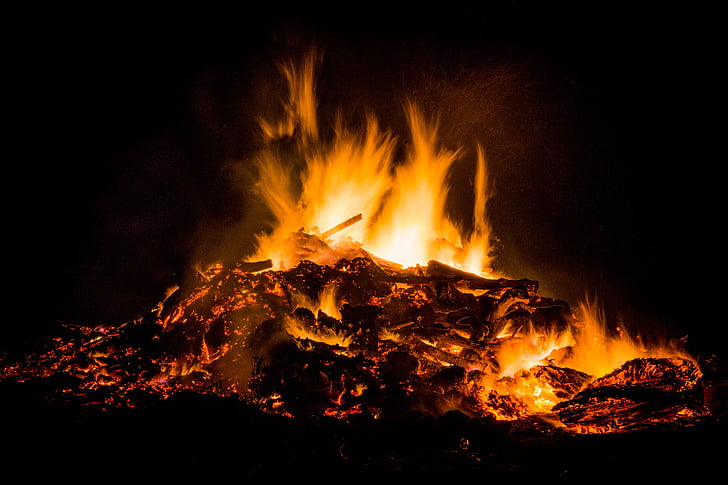 Bonfire, natt, eld, Camping, Flames, Fire - naturfenomen, värme - temperatur