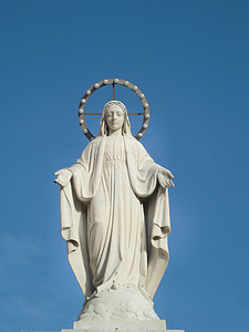 estàtua, Maria, blanc, Aurèola, cel, Sant, Mare de Déu