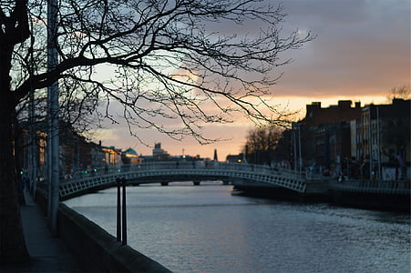 Most, rieka, sivá, Sky, Dĺžka, Canal, vody
